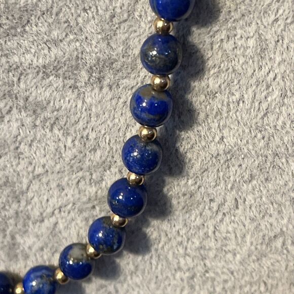 Vintage Lapis Lazuli & Cloisonné Beaded Necklace Unique Shaped 24” - Picture 12 of 13